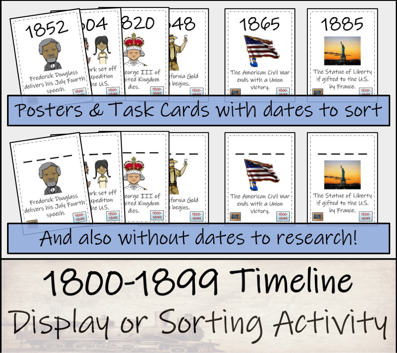 1600-1999 Timeline Display and Sorting Activity Bundle | Four Complete Timelines