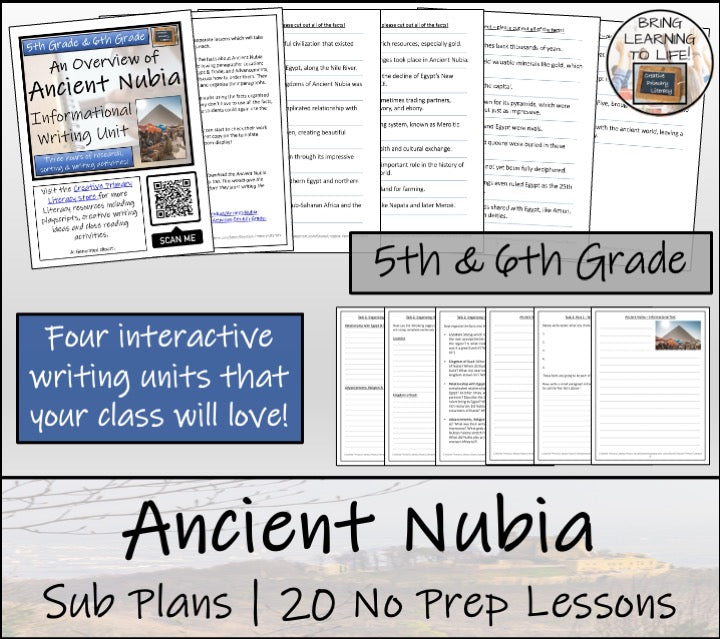 Emergency Sub Plans | Ancient Nubia Bundle | 5th Grade & 6th Grade