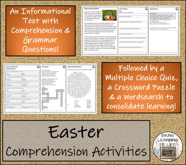 Easter Close Reading Comprehension Activities | 3rd Grade & 4th Grade