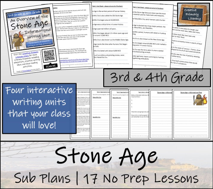 Emergency Sub Plans | Stone Age Bundle | 3rd Grade & 4th Grade