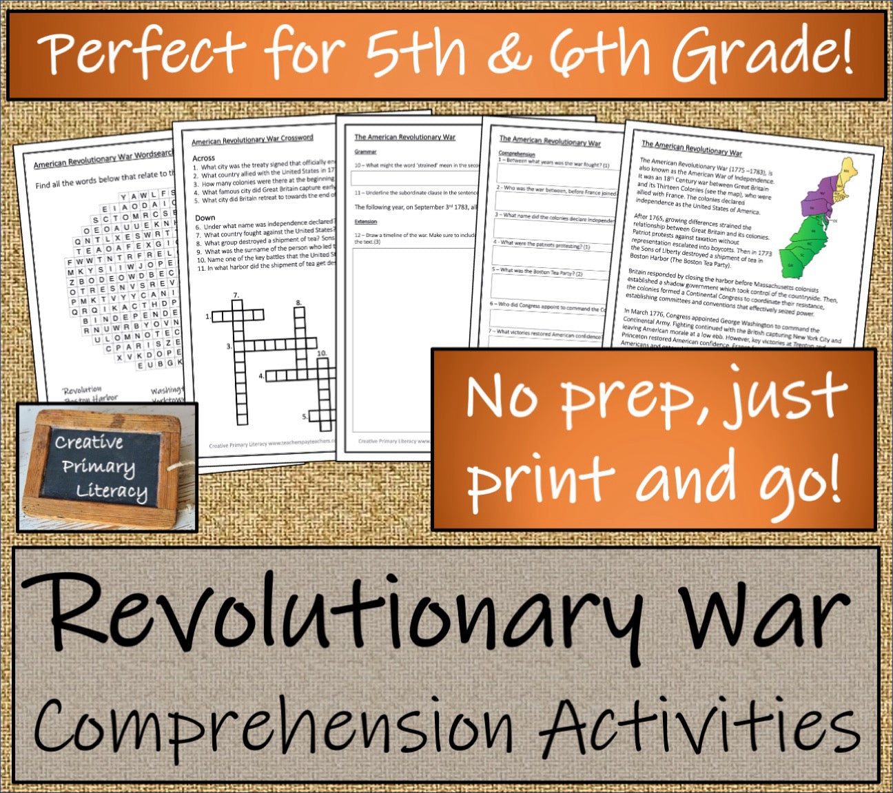 American Revolution Display Close Reading & Writing Bundle 5th Grade & 6th Grade