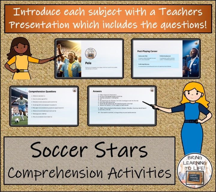 Soccer Stars Close Reading Comprehension Activity Bundle | 3rd Grade & 4th Grade