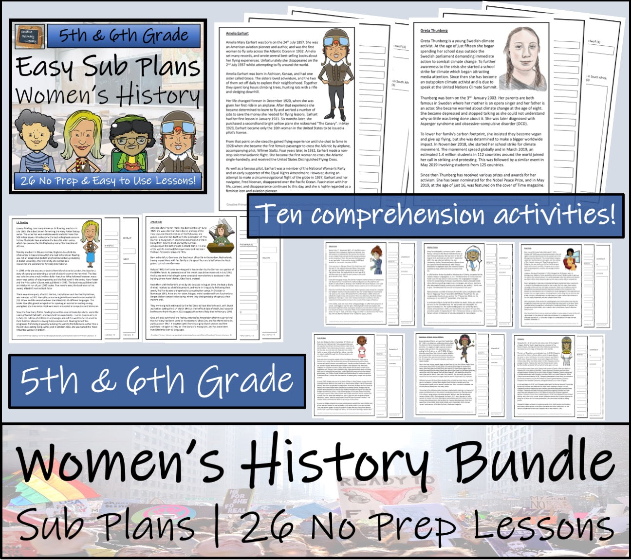 Emergency Sub Plans | Women's History Bundle | 5th Grade & 6th Grade