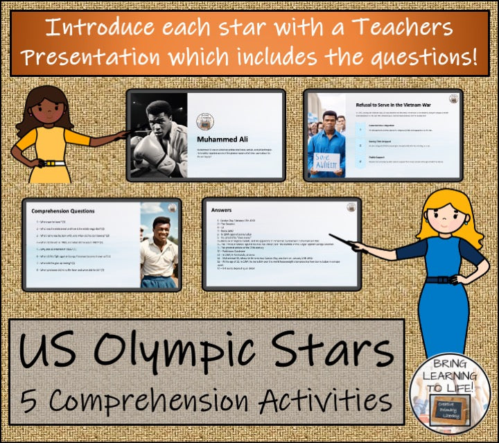 U.S. Olympic Stars Close Reading Comprehension Bundle | 3rd Grade & 4th Grade