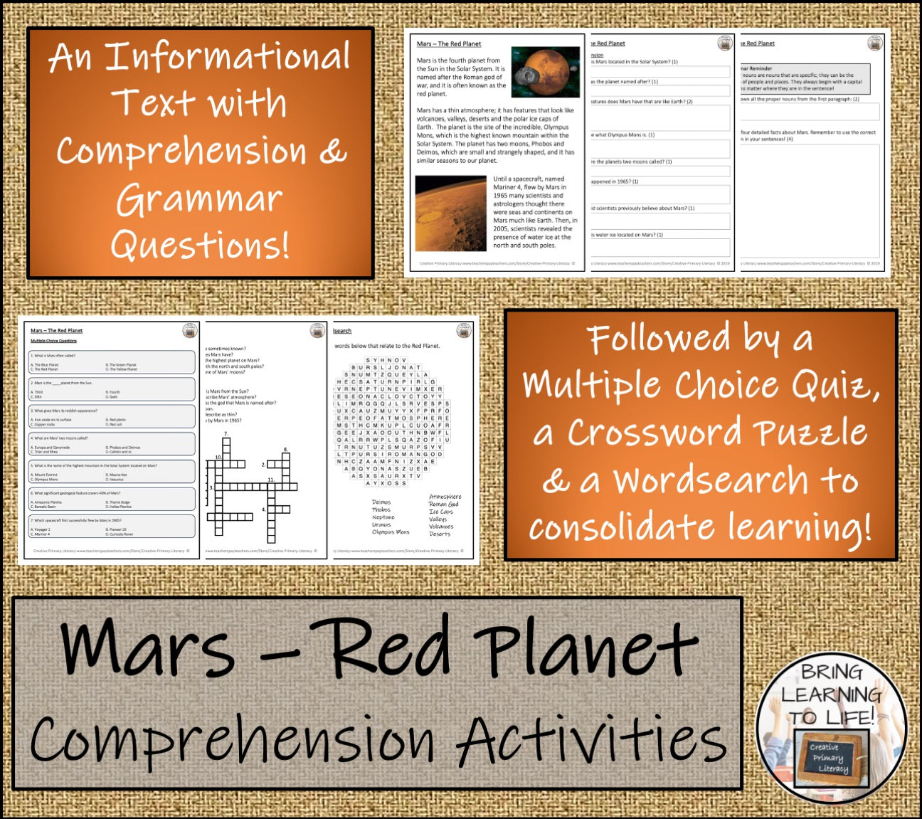 Mars - The Red Planet Close Reading Comprehension Activities | 3rd & 4th Grade