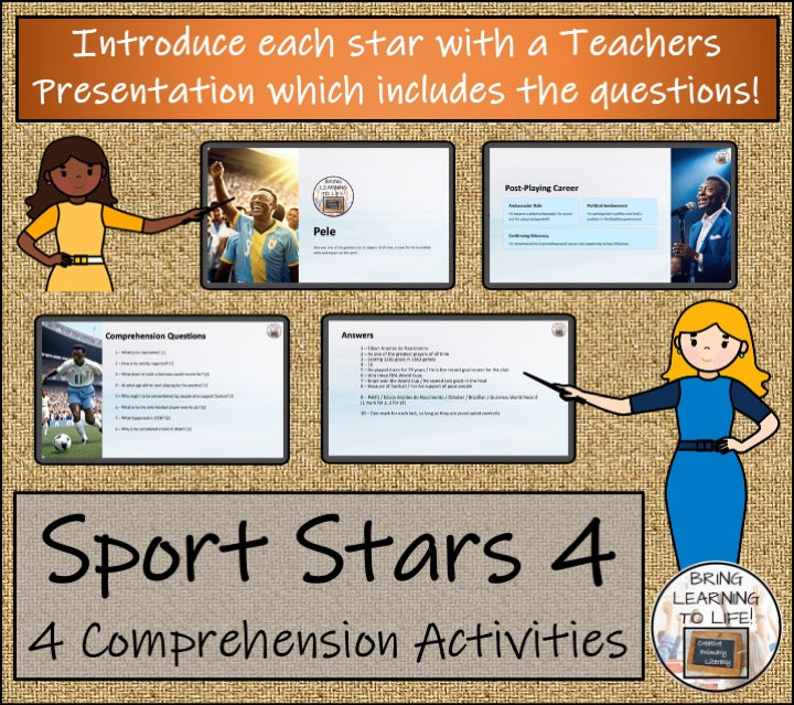 Sport Stars Volume 4 Close Reading Comprehension Bundle 3rd Grade & 4th Grade