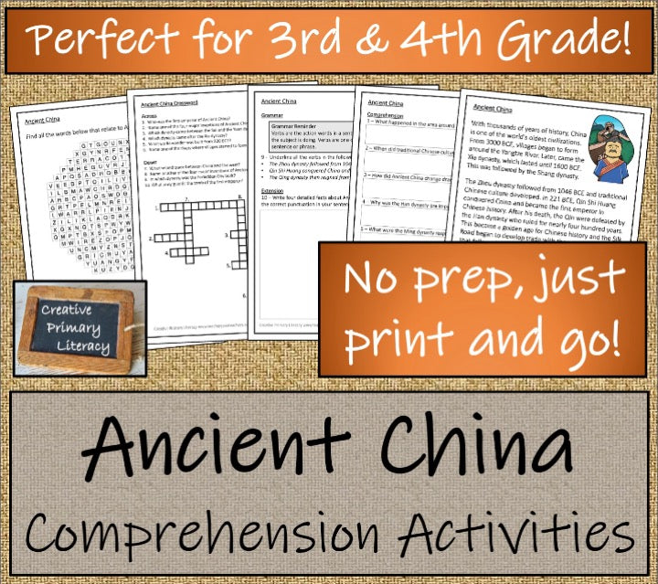 Ancient China Display Timeline Close Reading & Writing Bundle | 3rd & 4th Grade