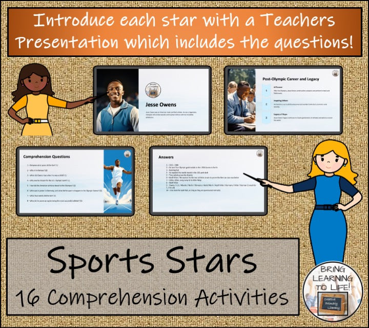 Sport Stars Volumes 1-4 Close Reading Comprehension Bundles | 3rd & 4th Grade