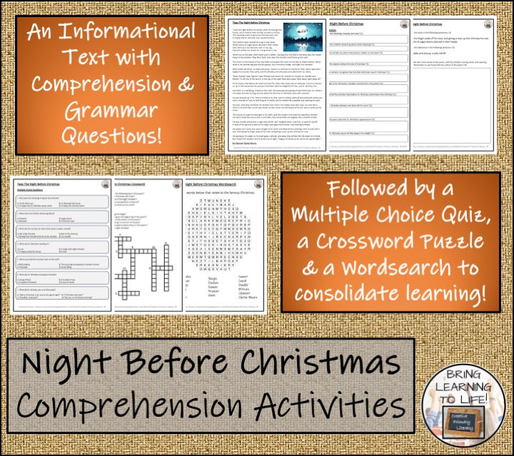 Twas the Night Before Christmas Close Reading Comprehension | 5th & 6th Grade