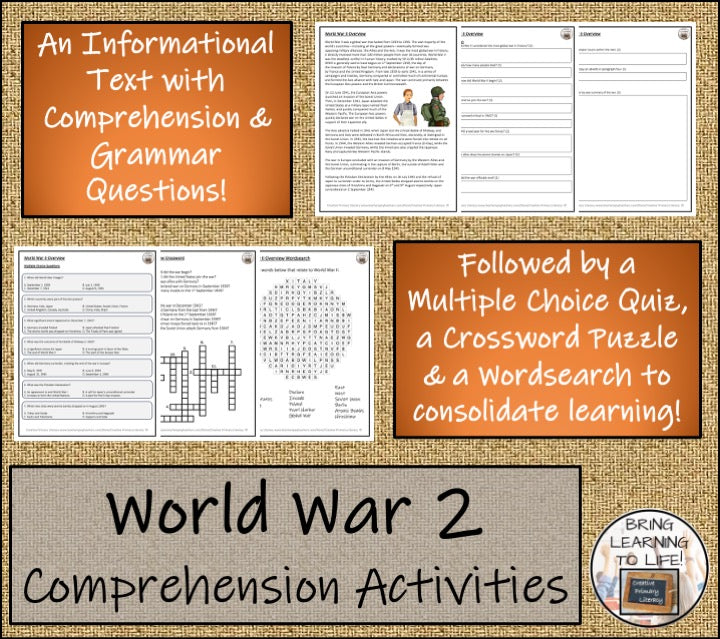 Overview of World War 2 Close Reading Comprehension Activity | 5th & 6th Grade