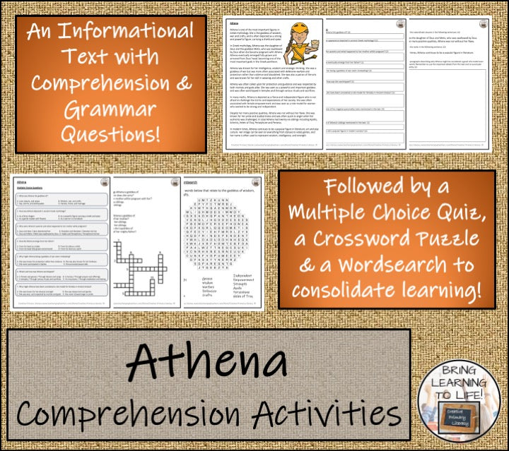 Athena Close Reading Comprehension Activity | 5th Grade & 6th Grade