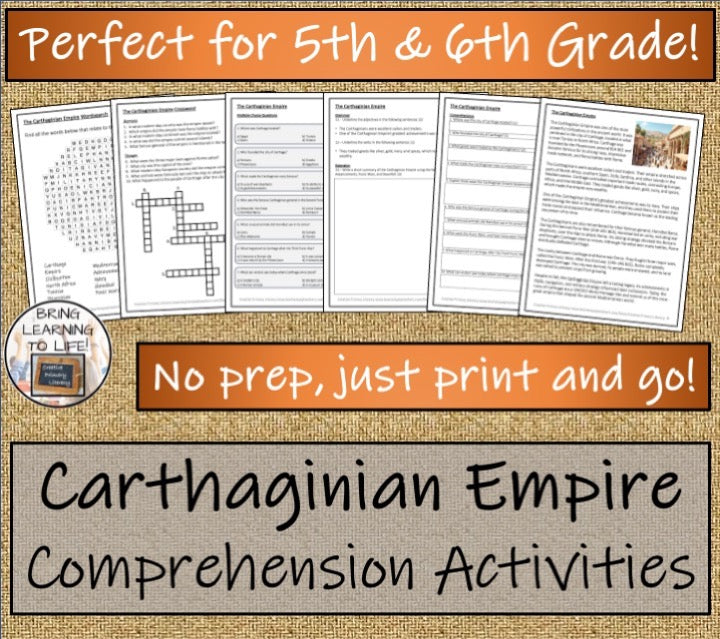 Ancient Carthage | Close Reading, Writing & Timeline Bundle | 5th–6th Grade