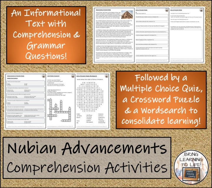 Ancient Nubia Advancements Reading Comprehension Activities | 5th & 6th Grade