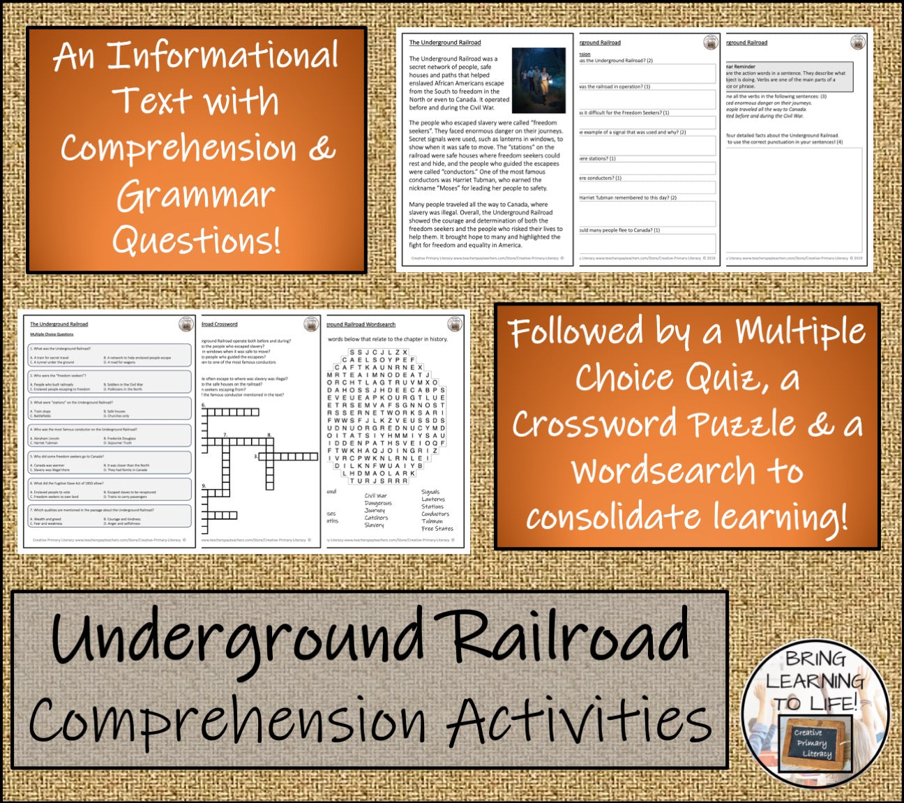 Underground Railroad Close Reading Comprehension Activities | 3rd & 4th Grade
