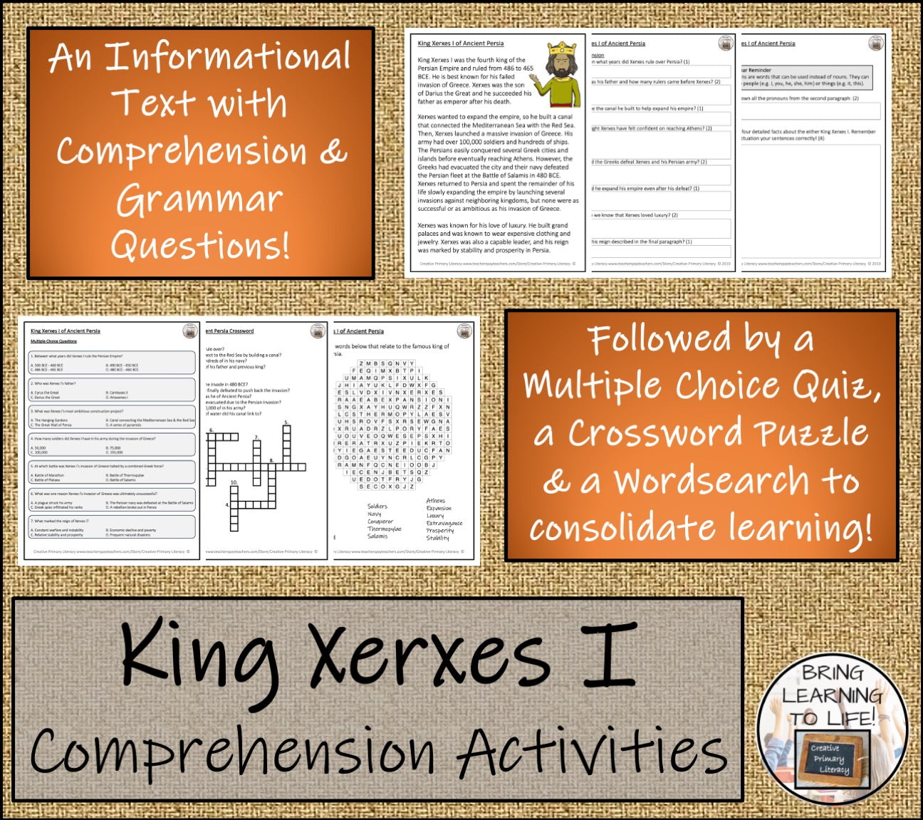 King Xerxes I Close Reading Comprehension Activities | 3rd Grade & 4th Grade