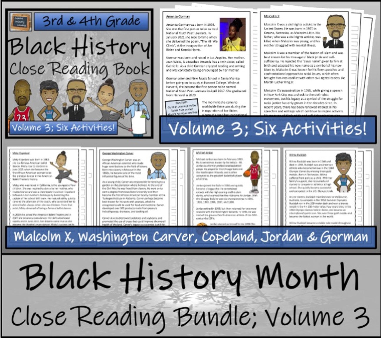 Black History Close Reading Comprehension Books 1 to 4 | 3rd Grade & 4th Grade