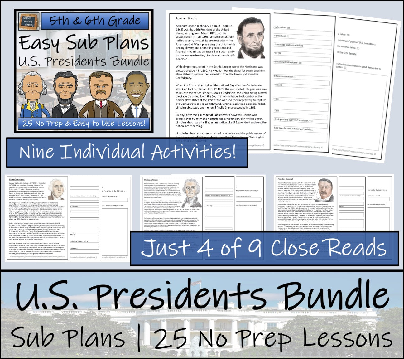 Emergency Sub Plans | American Presidents Bundle | 5th Grade & 6th Grade