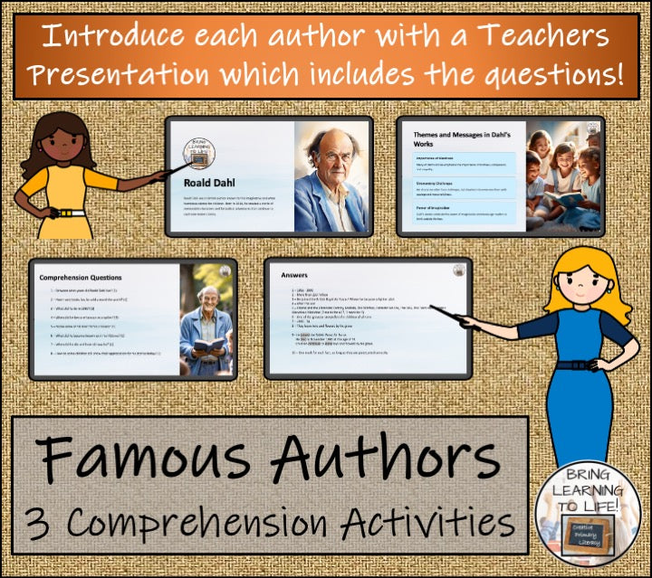 Children's Authors Close Reading Comprehension Activity Bundle | 3rd & 4th Grade