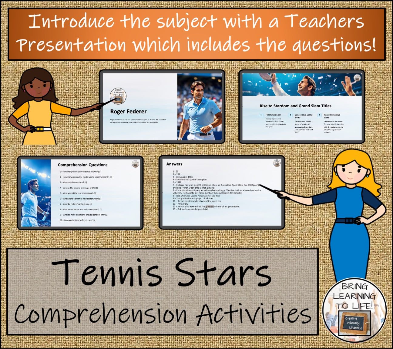 Tennis Players Close Reading Comprehension Activity Bundle | 5th & 6th Grade