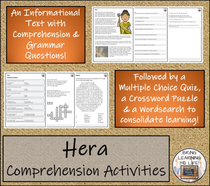 Hera Close Reading Comprehension Activities | 5th Grade & 6th Grade