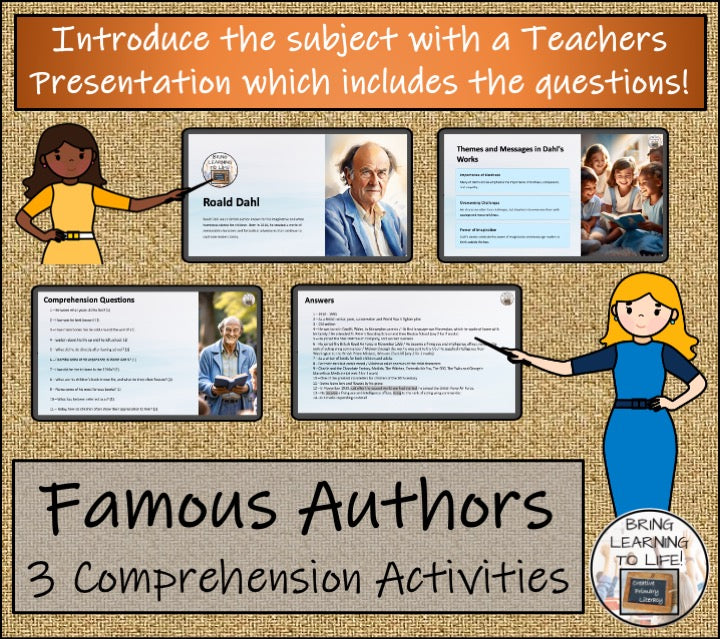 Famous Authors Close Reading Comprehension Activity Bundle | 5th & 6th Grade