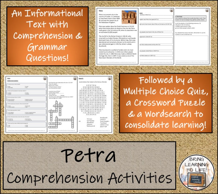 Petra Close Reading Comprehension Activities | 3rd Grade & 4th Grade