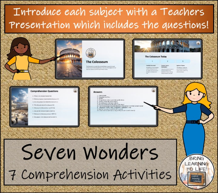 Seven Wonders of the World Close Reading Comprehension Bundle | 3rd & 4th Grade