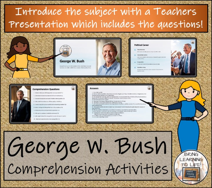 George W. Bush Close Reading Comprehension Activities | 5th Grade & 6th Grade