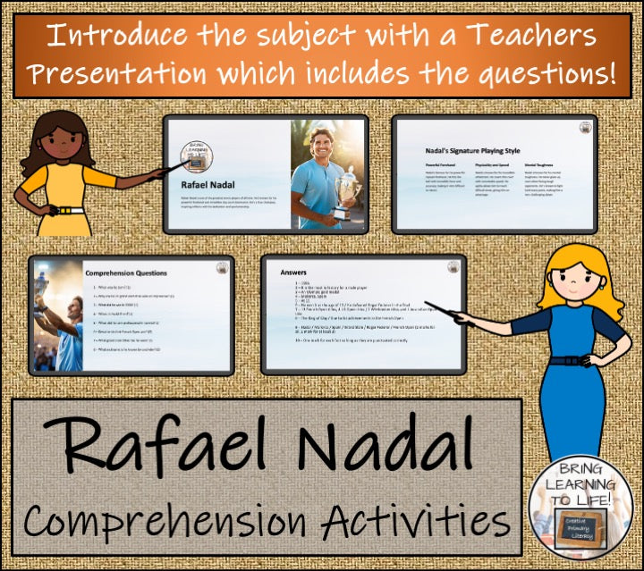 Rafael Nadal Close Reading Comprehension Activities | 3rd Grade & 4th Grade