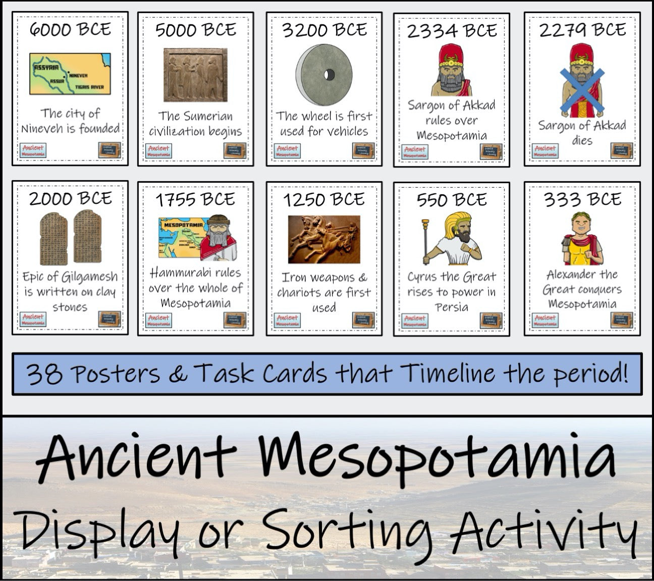 Ancient History Timeline Display and Sorting Activity Bundle