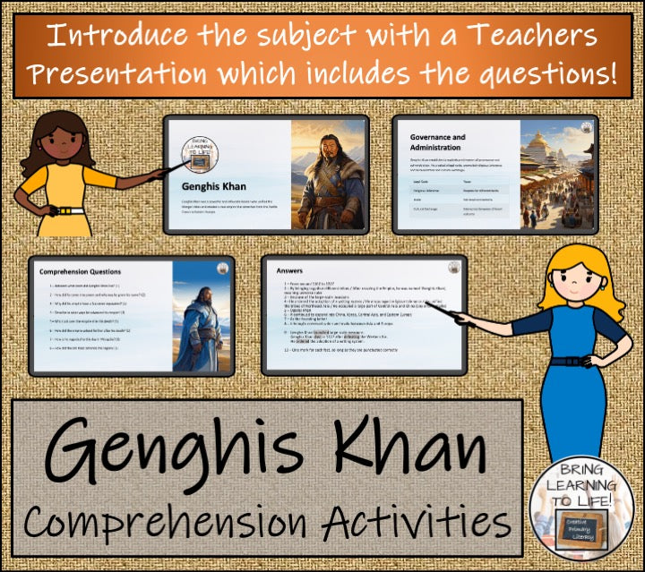 Genghis Khan Close Reading Comprehension Activities | 3rd Grade & 4th Grade