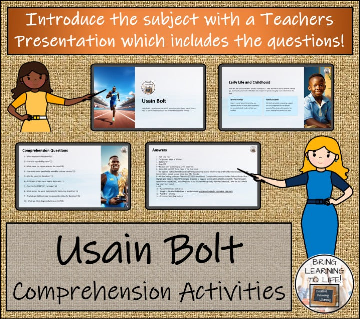 Usain Bolt Close Reading Comprehension Activities | 5th Grade & 6th Grade