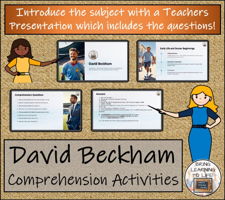 David Beckham Close Reading Comprehension Activities | 3rd Grade & 4th Grade