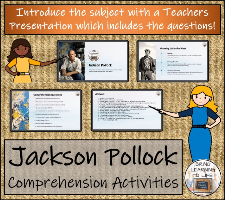 Jackson Pollock Close Reading Comprehension Activities | 5th Grade & 6th Grade