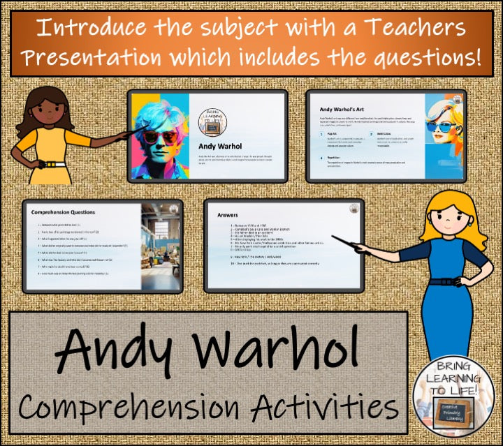 Andy Warhol Close Reading Comprehension Activities | 3rd Grade & 4th Grade