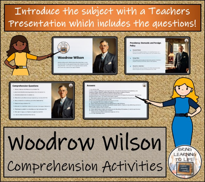 Woodrow Wilson Close Reading Comprehension Activities | 5th Grade & 6th Grade