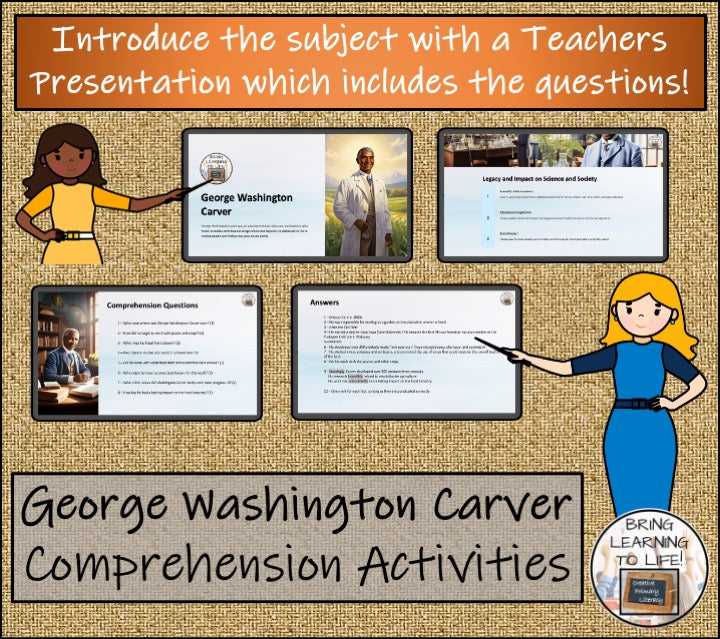 George Washington Carver Close Reading Comprehension Activities | 3rd & 4th Grade