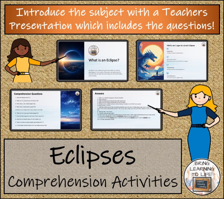 Eclipses Close Reading Comprehension Activities | 5th Grade & 6th Grade