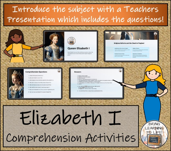 Queen Elizabeth I Close Reading Comprehension Activities | 3rd Grade & 4th Grade