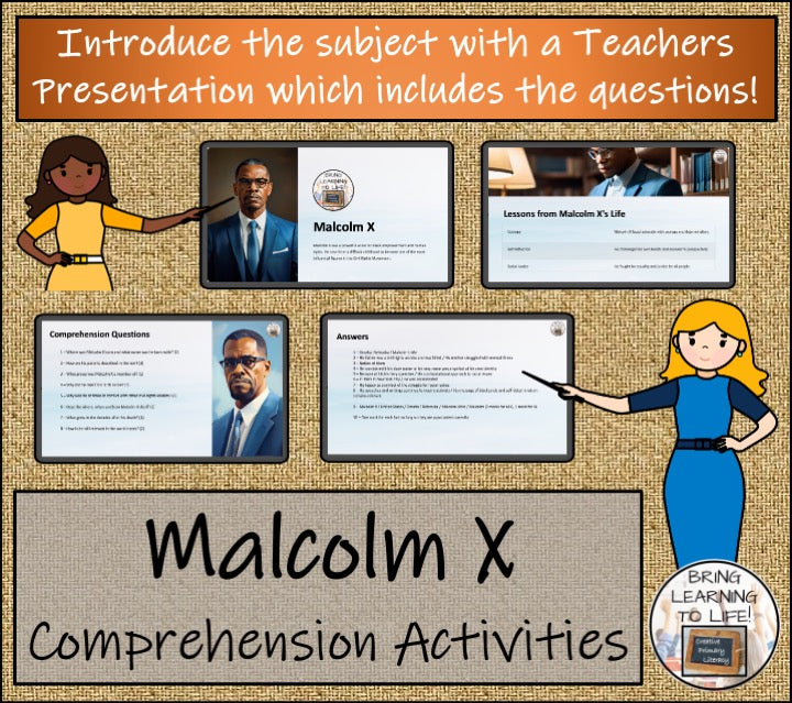 Malcolm X Close Reading Comprehension Activities | 3rd Grade & 4th Grade