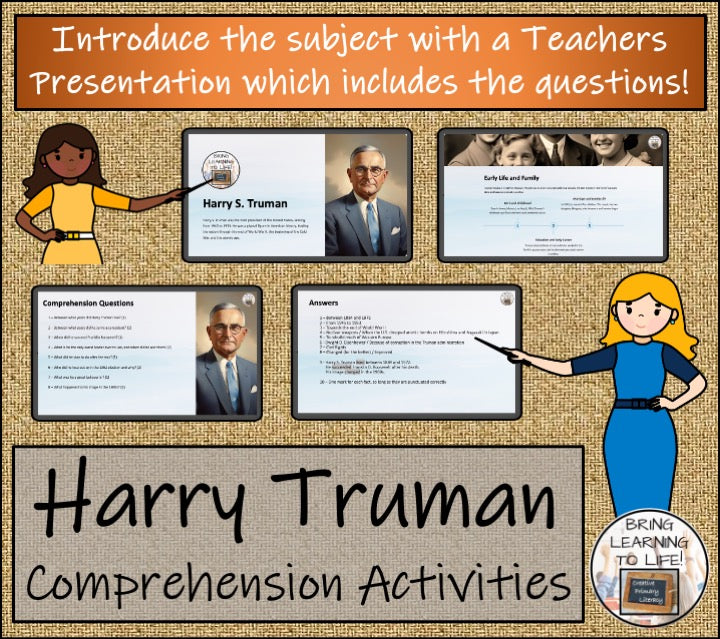 Harry Truman Close Reading Comprehension Activities | 3rd Grade & 4th Grade