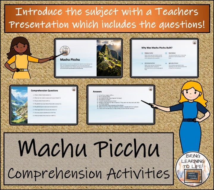 Machu Picchu Close Reading Comprehension Activities | 3rd Grade & 4th Grade