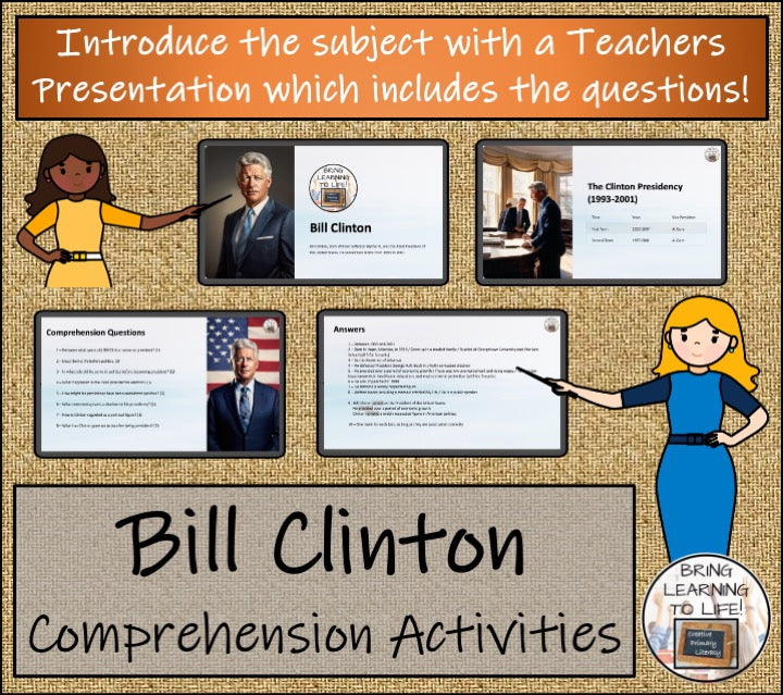 Bill Clinton Close Reading Comprehension Activities | 3rd Grade & 4th Grade