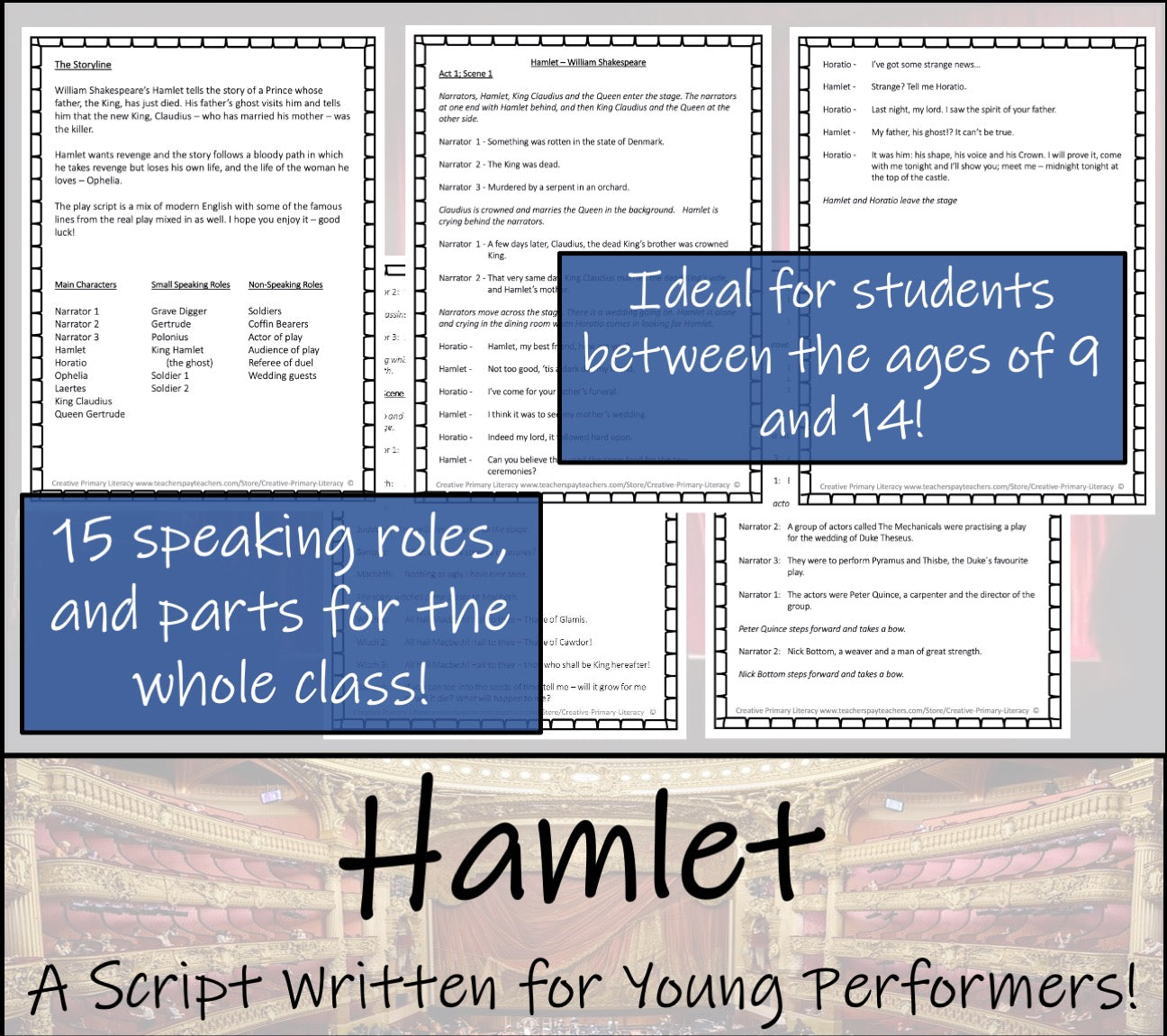Hamlet | Play Script & Close Reading Bundle | 3rd Grade & 4th Grade