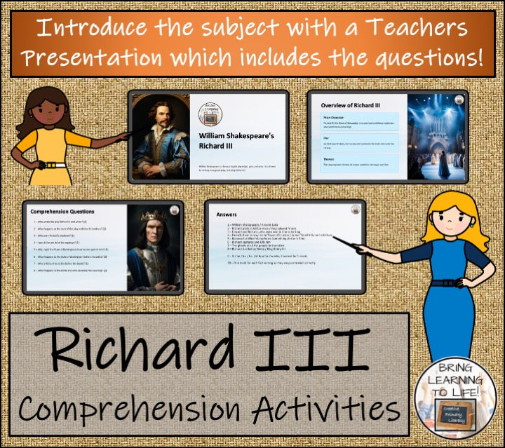 William Shakespeare's Richard III Close Reading Comprehension | 3rd & 4th Grade