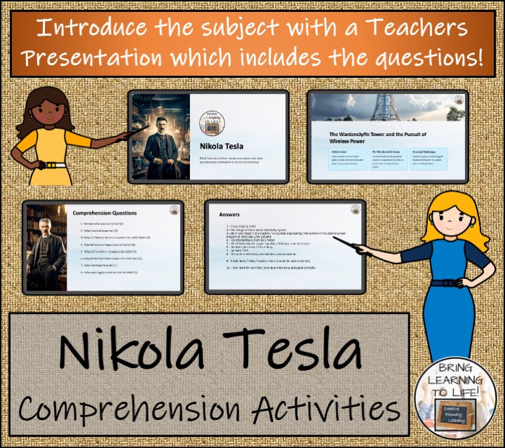 Nikola Tesla Close Reading Comprehension Activities | 3rd Grade & 4th Grade