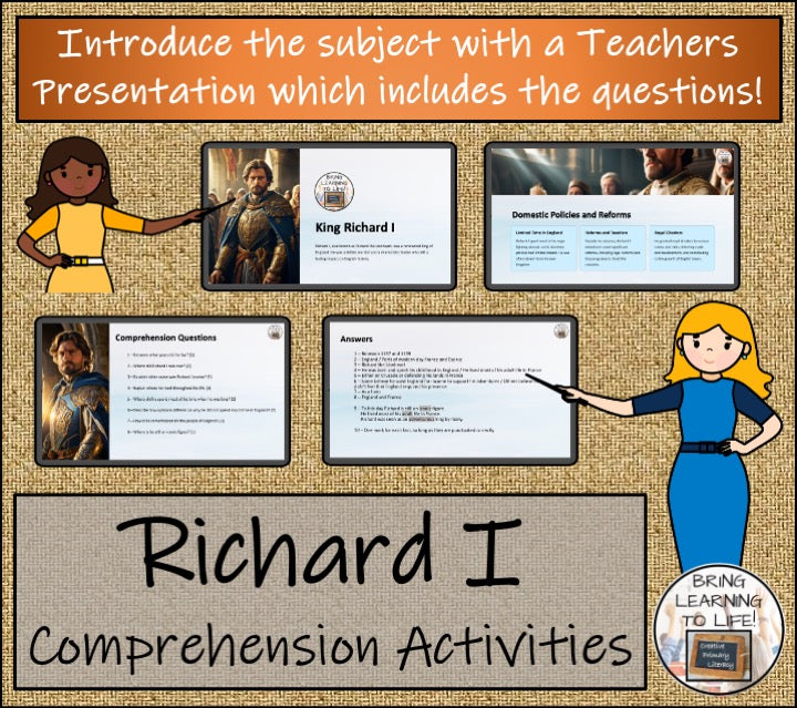 King Richard I Close Reading Comprehension Activities | 3rd Grade & 4th Grade