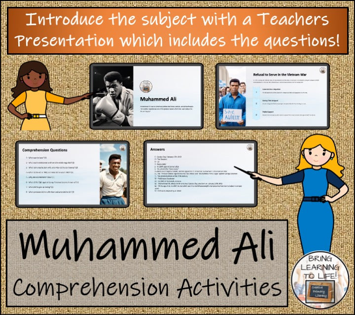 Muhammed Ali Close Reading Comprehension Activities | 3rd Grade & 4th Grade