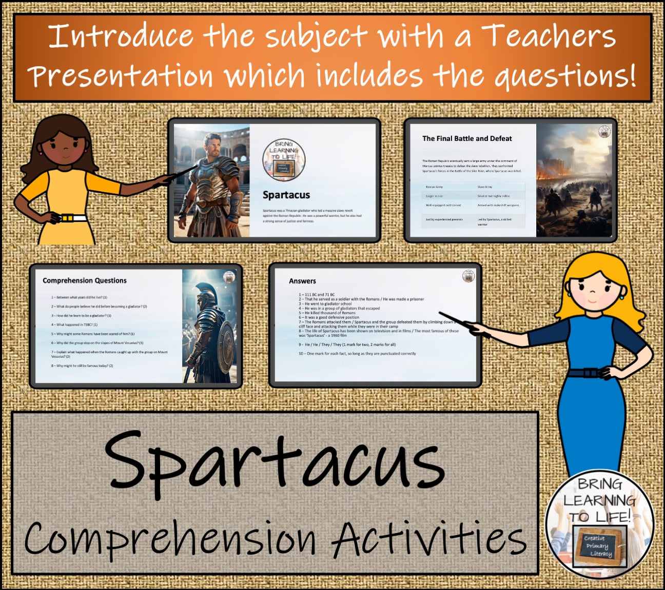 Spartacus Close Reading Comprehension Activities | 3rd Grade & 4th Grade