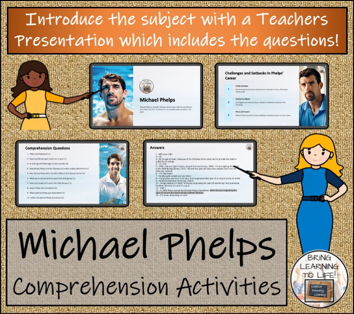 Michael Phelps Close Reading Comprehension Activity | 5th Grade & 6th Grade